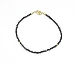  Bratara Spinel Grafitat Disc Fatetat 2x3 mm - Diametru 54 mm - Accesorii de Argint 925 - 1 Buc