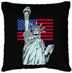 printfashion American Statue of Liberty - Párnahuzat, Díszpárnahuzat - Fekete (3019467)