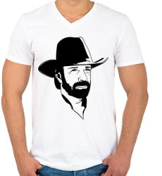 printfashion Chuck Norris - Férfi V-nyakú póló - Fehér (2868351)