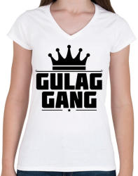 printfashion Gulag Gang - Női V-nyakú póló - Fehér (3027967)