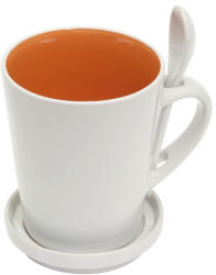 AleXer Cana ceramica cu lingurita si farfurioara - portocaliu (CDT-56-0340038)