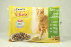 Friskies 4x85g Zöld Marha + Csirke + Tonhal + Tőkehal Alutasakos macskaeledel