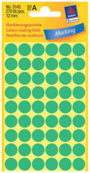 Avery Zweckform 12*12 mm-es Avery Zweckform öntapadó íves etikett címke, zöld színű (5 ív/doboz), normál ragasztóval (3143) - dunasp