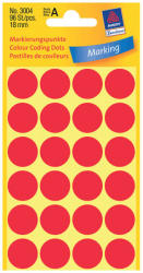 Avery Zweckform 18*18 mm-es Avery Zweckform öntapadó íves etikett címke, piros színű (4 ív/doboz), normál ragasztóval (3004) - dunasp