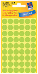 Avery Zweckform 12*12 mm-es Avery Zweckform öntapadó íves etikett címke, neon zöld színű (5 ív/doboz), normál ragasztóval (3149) - dunasp