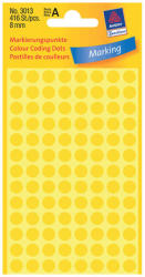 Avery Zweckform 8*8 mm-es Avery Zweckform öntapadó íves etikett címke, sárga színű (4 ív/doboz), normál ragasztóval (3013) - dunasp