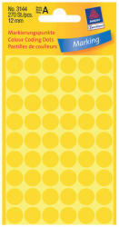 Avery Zweckform 12*12 mm-es Avery Zweckform öntapadó íves etikett címke, sárga színű (5 ív/doboz), normál ragasztóval (3144) - dunasp