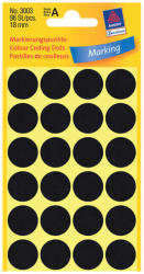 Avery Zweckform 18*18 mm-es Avery Zweckform öntapadó íves etikett címke, fekete színű (4 ív/doboz), normál ragasztóval (3003) - dunasp