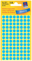 Avery Zweckform 8*8 mm-es Avery Zweckform öntapadó íves etikett címke, kék színű (4 ív/doboz), normál ragasztóval (3011) - dunasp