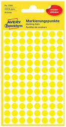 Avery Zweckform 8*8 mm-es Avery Zweckform öntapadó íves etikett címke, sárga színű (4 ív/doboz), visszaszedhető ragasztóval (3593) - dunasp