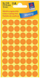 Avery Zweckform 12*12 mm-es Avery Zweckform öntapadó íves etikett címke, neonnarancs színű (5 ív/doboz), normál ragasztóval (3148) - dunasp