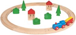 Eichhorn Cale ferată din lemn Wooden Toy Eichhorn cu accesorii căsuțe și copaci 20 piese de la 3 ani (EH2050-V) Trenulet