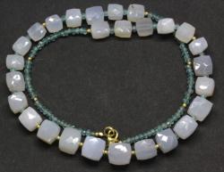  Colier Apatit Albastru Disc si Calcedonie Patrata Fatetata - 7-10 x 5-9 mm - Accesorii GF - concepttropic - 242,00 RON