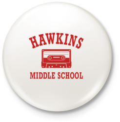printfashion Hawkins Middle School - Piros - Kitűző, hűtőmágnes - Fehér (3081476)