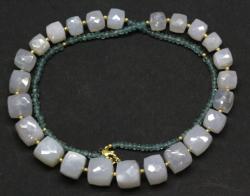  Colier Apatit Albastru Disc si Calcedonie Patrata Fatetata - 7-10 x 5-9 mm - Accesorii GF - concepttropic - 252,00 RON