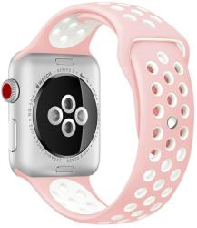 Utángyártott iKi Apple Watch 45mm / 44mm / 42mm lélegző Sport szilikon szíj - rózsaszín/fehér