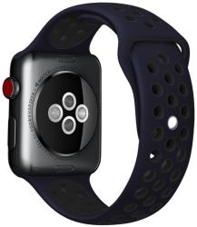 iKi Apple Watch 42mm / 41mm / 40mm lélegző Sport szilikon szíj - sötétkék/fekete