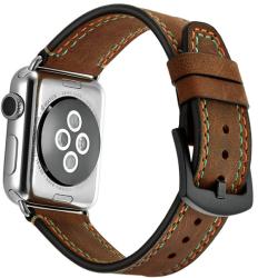 iKi Apple Watch 46mm / 45mm / 44mm / Ultra 49mm varrott bőr szíj - barna