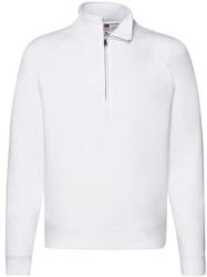 Fruit of the Loom Férfi Pulóver Hosszú ujjú Fruit of the Loom Zip Neck Raglansweat - L, Fehér