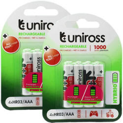 Uniross Acumulatori AAA R3 1000mAh UNIROSS (UH4AAA1000) Baterie reincarcabila