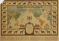  A világ híres lovai falitérkép lefóliázva, Lovas világtérkép művészeti falitérkép 42x30 cm