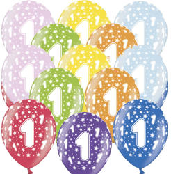 PartyDeco Lufi, nagy csomag, évszámos (1), metál, 50 db/cs/vegyes színekben