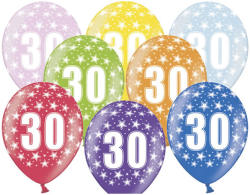 PartyDeco Lufi, évszámos (30), metál, 5 db/cs/vegyes színekben