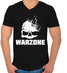 printfashion Warzone fejlövés - Férfi V-nyakú póló - Fekete (3264553)