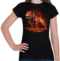 printfashion Tüzes pitbull - Női póló - Fekete (3144731)