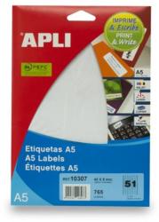 APLI Etikett, 45x8 mm, eltávolítható, ékszerekhez, A5 hordozón, APLI, 765 etikett/csomag (LCA10307) (10307)