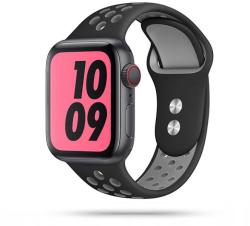 Okosóra szilikon szíj - Apple Watch Series 4/5/6/7/8/9/Ultra/SE (42/44/45/49 mm) - TECH-PROTECT SOFTBAND Fekete/szürke szilikon szíj - tokgalaxis