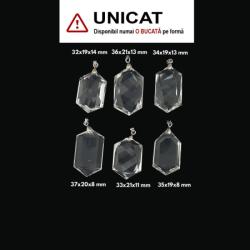  Pandantiv Cuart Alb de Forma Poligon Fatetate - 32-37 x 19-21 x 8-14 mm