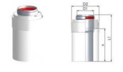  Tricox PACS507C PPS/Alu cső 60/100mm, hossz 1000mm