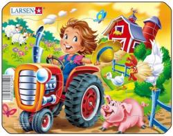 Larsen Puzzle Larsen - Tractor, 9 piese (50870) (Larsen-Z11-2)
