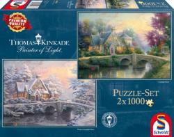 Schmidt Spiele Puzzle Schmidt - Thomas Kinkade: Conac in lumina serii / Iarna la conac, 2x1.000 piese (59468) (Schmidt-59468)