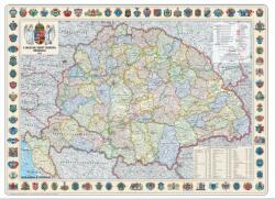 Nyír-Karta Szent korona országai falitérkép 1914 műanyag léccel, lefóliázva 126x86