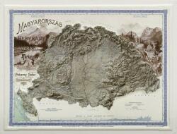 Magyar Honvédség - HM Térképészeti Kht Magyarország hegyrajzi és vízrajzi térképe dombortérkép, képeslap MH. 22 x 18 cm 1899 év