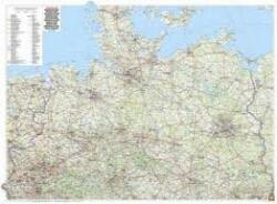 Freytag & Berndt Észak-Németország fémléces, műanyaghengerben, 1: 500 000, (129 x 95 cm) Freytag térkép AK 0206 B