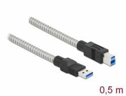 Delock Cablu USB 3.2-A Gen 1 la USB-B T-T izolatie metalica 0.5m, Delock 86777 (86777)