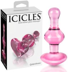 Icicles No. 75 - szíves, üveg anál plug (pink) - erotikashow