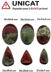  Cabochon Jasp Sangele Dragonului Picatura - Oval - 26-35x14-29x6-7 mm