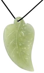  Pandantiv Jad Frunza - 68-69 x 37-38 x 6 mm - 1 Buc