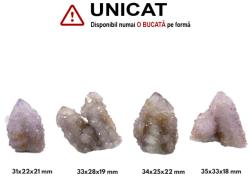 Cristal Natural Cuart Spirit - Ametist Brandberg Cactus Brut - 27-40 x 28-40 x 19-35 mm - (XL) - 1 Buc