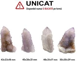  Cristal Natural Cuart Spirit - Ametist Brandberg Cactus Brut - 43-50 x 21-30 x 17-29 mm - (XL) - 1 Buc