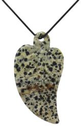  Pandantiv Jasp Dalmatian Frunza - 66-67 x 34-35 x 5-6 mm - 1 Buc