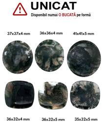  Cabochon Agata Muschi Disc - Dreptunghi - 35-41 x 32-41 x 4-5 mm
