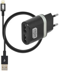 Carpoint Incarcator priza retea, cu iesire 2x USB, iesire 5V 2.4V, cu cablu conector hibrid MicroUSB MFi Dock 8pin, Kft Auto (517032)