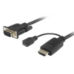  Cablu HDMI la VGA cu alimentare micro USB T-T 2m Negru, khcon-20 (KHCON-20)