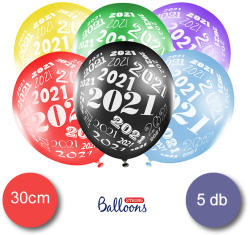 PartyDeco 2021, Lufi, metál, 30cm, 5 db/cs