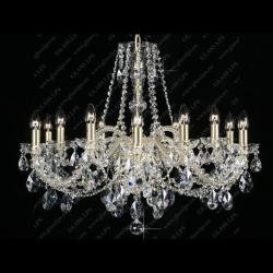 Glass LPS Lustra 12 brate cristal Bohemia L11 120/12/1-A; GOLD (L11 120/12/1-A, GOLD)